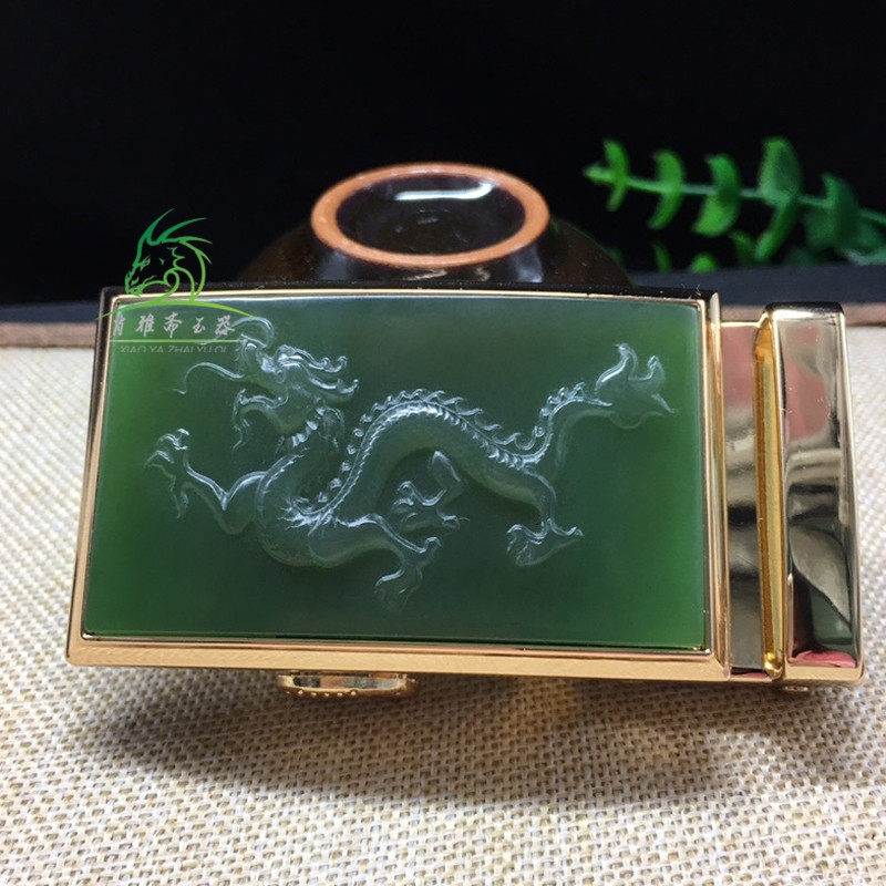 XIAO YAZHAI 천연 HETIAN 옥 조디악 드래곤 벨트 버클 헤드 남자 드래곤은 세계 벨트 버클 헤드 PIXIU 자동 버클을 여행합니다