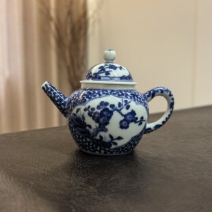 景德镇 华青堂 手绘薄胎青花开窗梅花兰花壶茶壶陶瓷壶功夫茶具