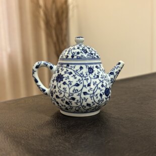 景德镇 华青堂 手绘薄胎青花缠枝花卉壶茶壶陶瓷壶功夫茶具