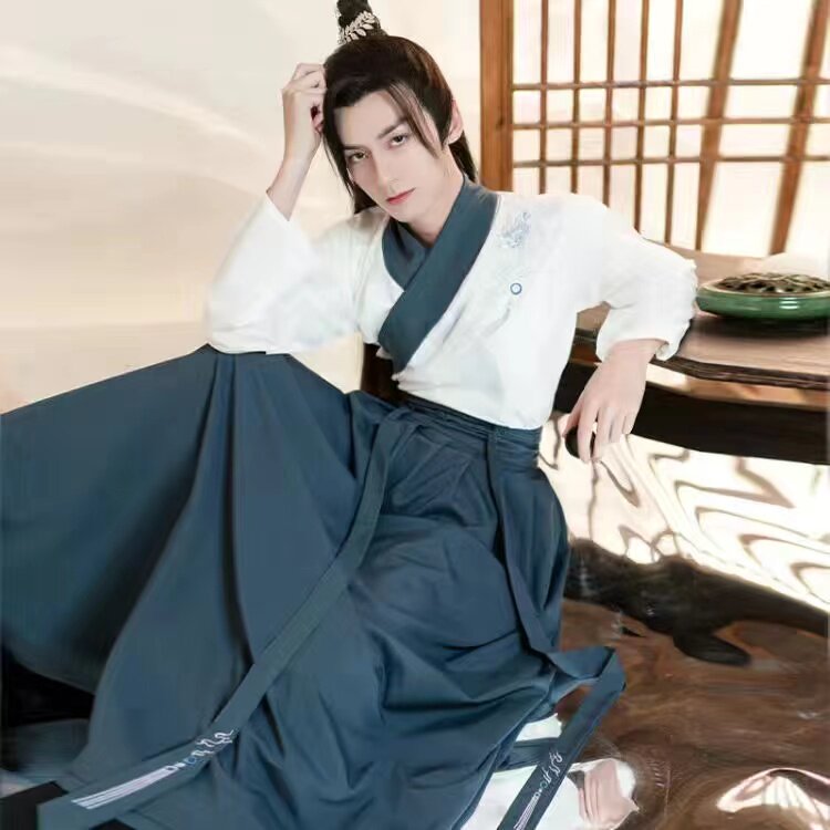 중국 스타일 HANFU 남성 고대 스타일 남성 요정 원래 커플 스타일 고대 의상 기사도 학자 십대 흑인 학생