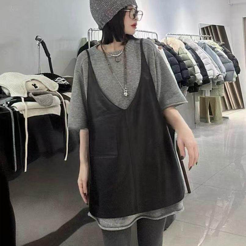 欧货2025春新款真皮连衣裙女连衣裙