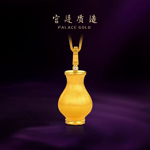 宫廷质造手工定制平安喜乐吊坠古法黄金项链女新款足金999礼物