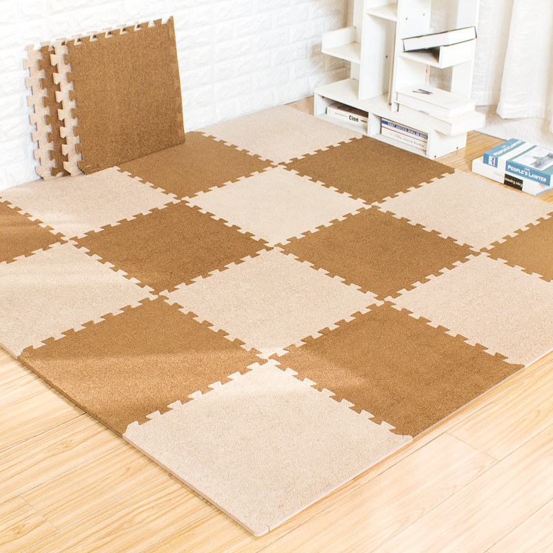 家用客厅卧室满铺绒面方块拼接地毯舒适蚂蚁布床边隔凉防潮泡沫垫