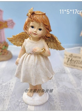 外单树脂可爱天使女孩娃娃花仙摆件欧式人物拍摄道具场景摆件