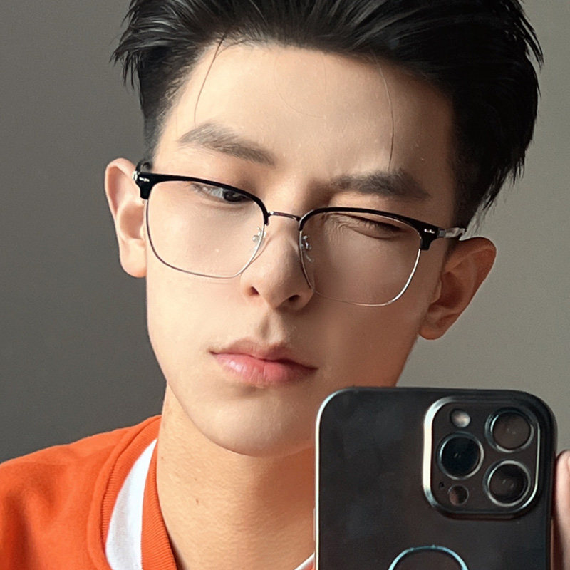 斯文败类眼镜男黑金帅哥配成品近视半框黑金黑银黑框250 350度