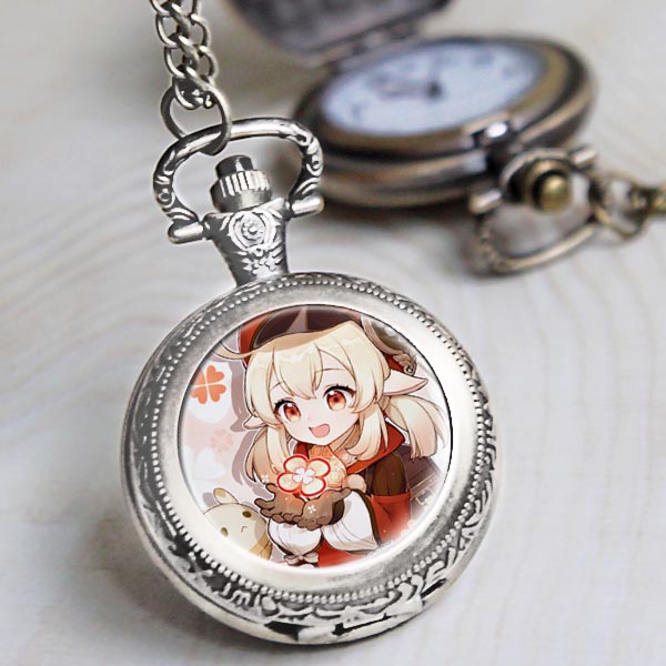 原神周边派蒙刻晴菲谢尔可莉二次元动漫项链表怀表手表礼物表