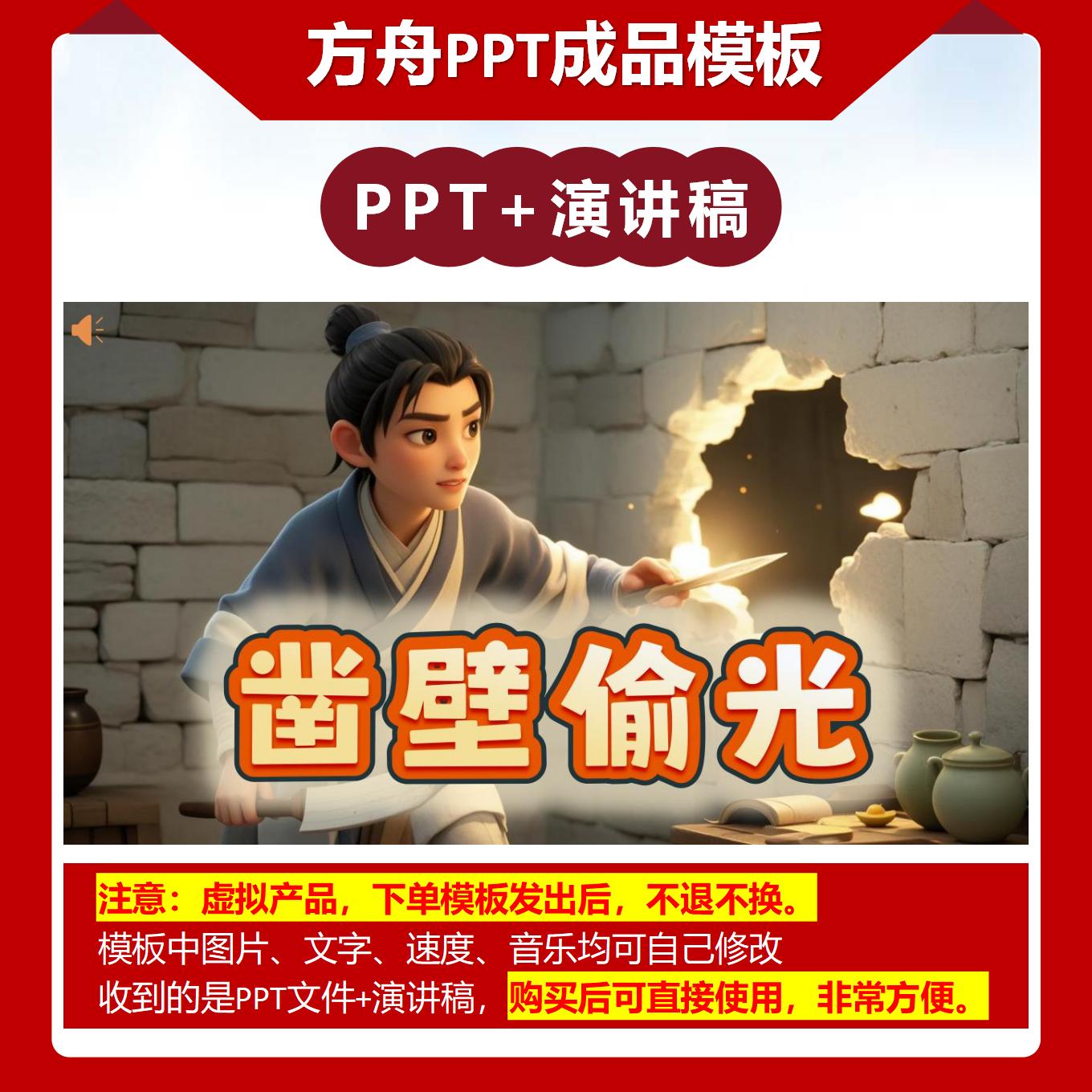 A-0006  《凿壁偷光》成语故事PPT模板