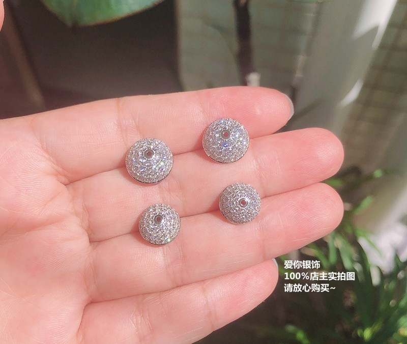 HIGH-END  PLATED WHITE GOLD VERSATILE PEARL JADE CONNECTION BUCKLE MICRO INLAID DIAMOND BALL CONNECTION SCREW BUCKLE