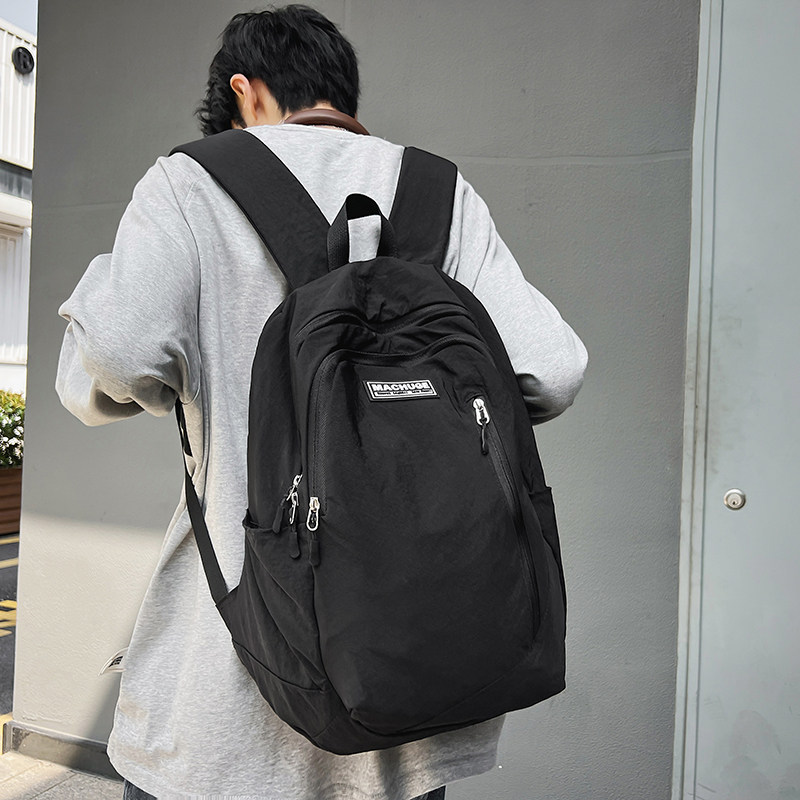 日系简约休闲大容量双肩包男女潮牌时尚学生上课书包百搭ins男包