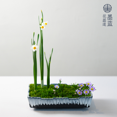 不规则渐变色长方形水盘花器