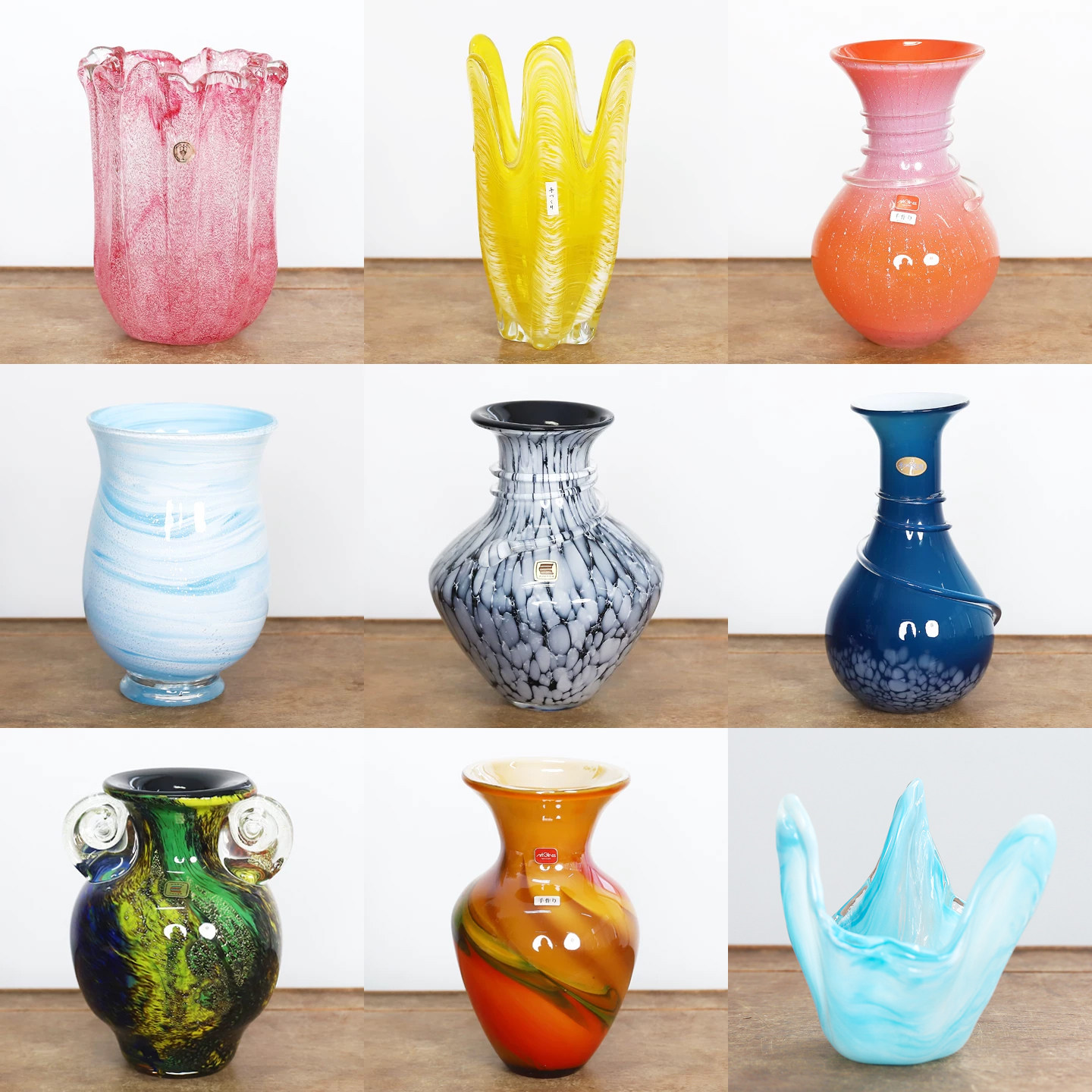 日本回流玻璃花瓶日式插花器皿老物件收藏品空间仿古装饰摆件花道