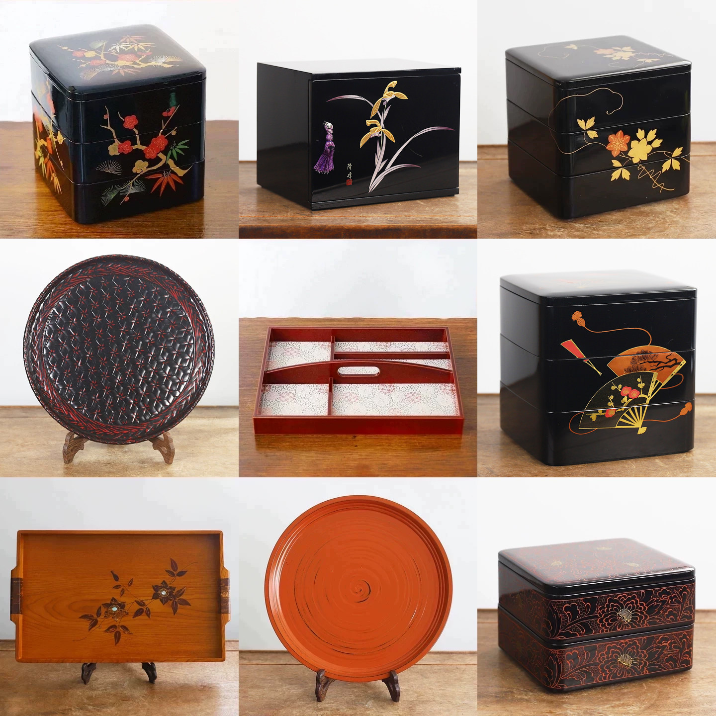 日本回流木质漆器花瓶漆盒精美日式食盒木制漆盘老物件收藏品摆件