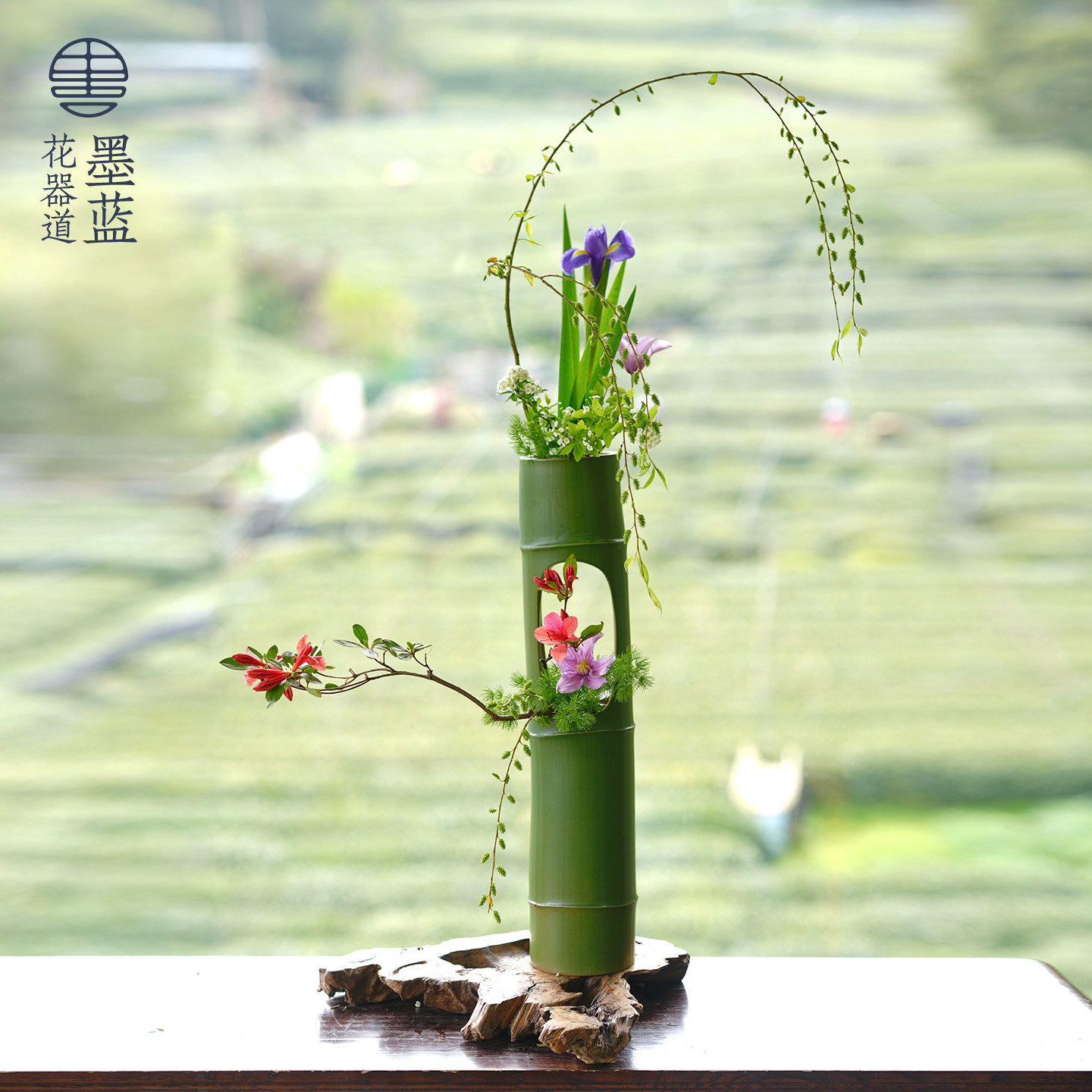陶瓷插花竹筒花瓶仿真竹子造型