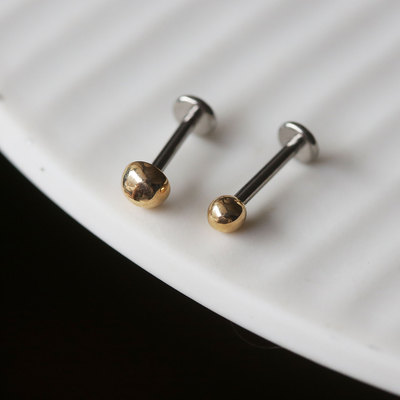 韩国K金半圆金豆拧螺丝耳骨钉