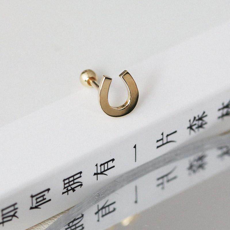 黄金10k/14k金耳钉U型螺丝耳钉