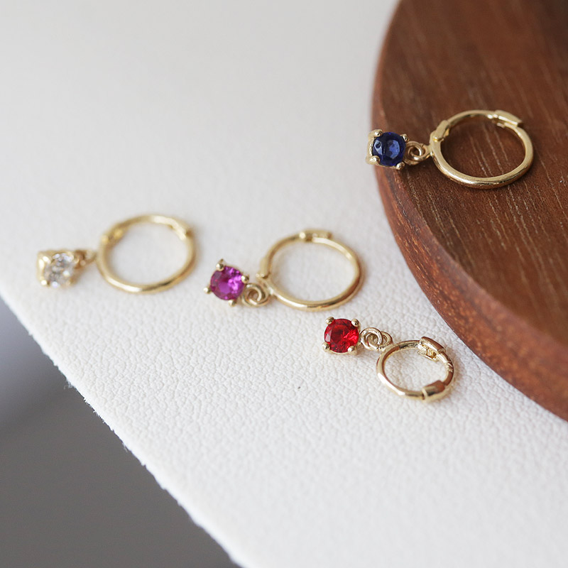 14K金彩色纤细素圈韩国耳骨耳圈