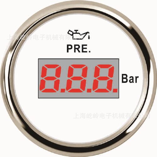 52mm 0-5bar数显机油油压表 改装车船通用表 9-32V电压 带背光灯