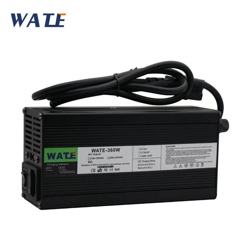 29.2V10A充电器 8S 24V磷酸铁锂电池智能充电器 WATE 黑色铝壳