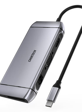 CHOETECH 新品HUB九合一多功能扩展坞HDMI/RJ45/VGA/PD//TF转接头