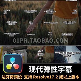 达芬奇字幕插件 12组现代弹性反弹动画文字标题
