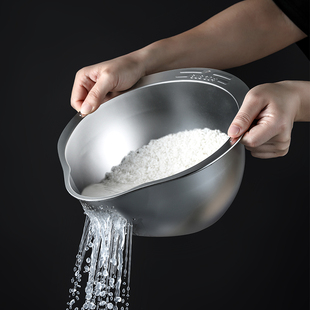 304不锈钢洗菜盆淘米盆创意水果清洗沥水盆斜底钢盆带挂壁孔.4300