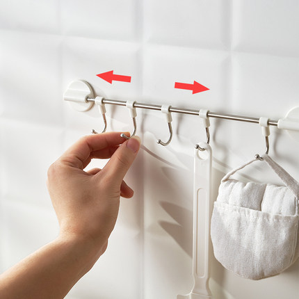 日式高档五连挂钩厨房不锈钢多连粘钩门后衣钩浴室粘胶连杆钩1245