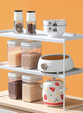 厨房层架置物架台面橱柜内隔板分层架柜子锅架碗架调料收纳架4154