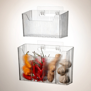 葱姜蒜收纳盒壁挂厨房放蒜头壁挂置物篮生姜大蒜收纳架食物筐4226