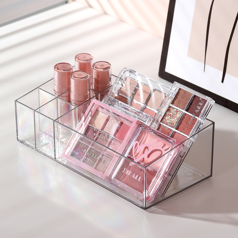 桌面化妆品收纳盒亚克力洗漱台笔刷口红置物架镜柜透明分类整理盒