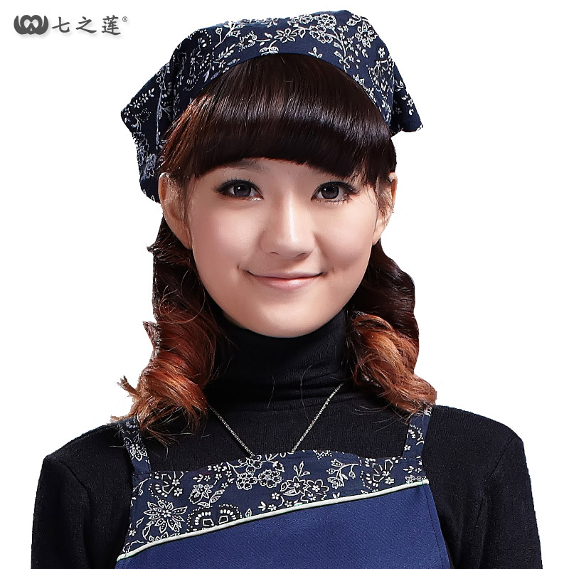 棉质蓝印花布头巾防污防尘