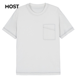 MOST男装夏季短袖口袋纯棉T恤明线宽松上衣体恤潮insC204106056