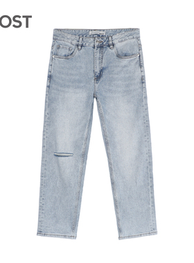MOST/男装春季潮流破洞浅蓝色直筒牛仔长裤C201203001