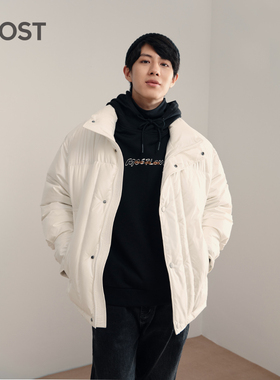 MOST男装白色羽绒服男短款加厚立领90白鸭绒保暖外套C111120016