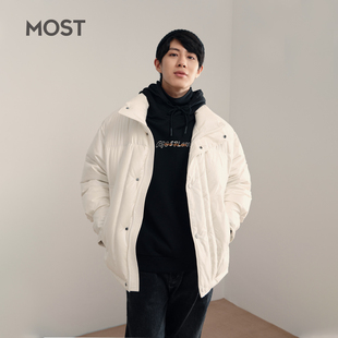 MOST男装白色羽绒服男短款加厚立领90白鸭绒保暖外套C111120016