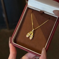 足金999水貝黃金鑲嵌鉆石芭蕾舞鞋吊墜項鏈送禮送女友2025新款