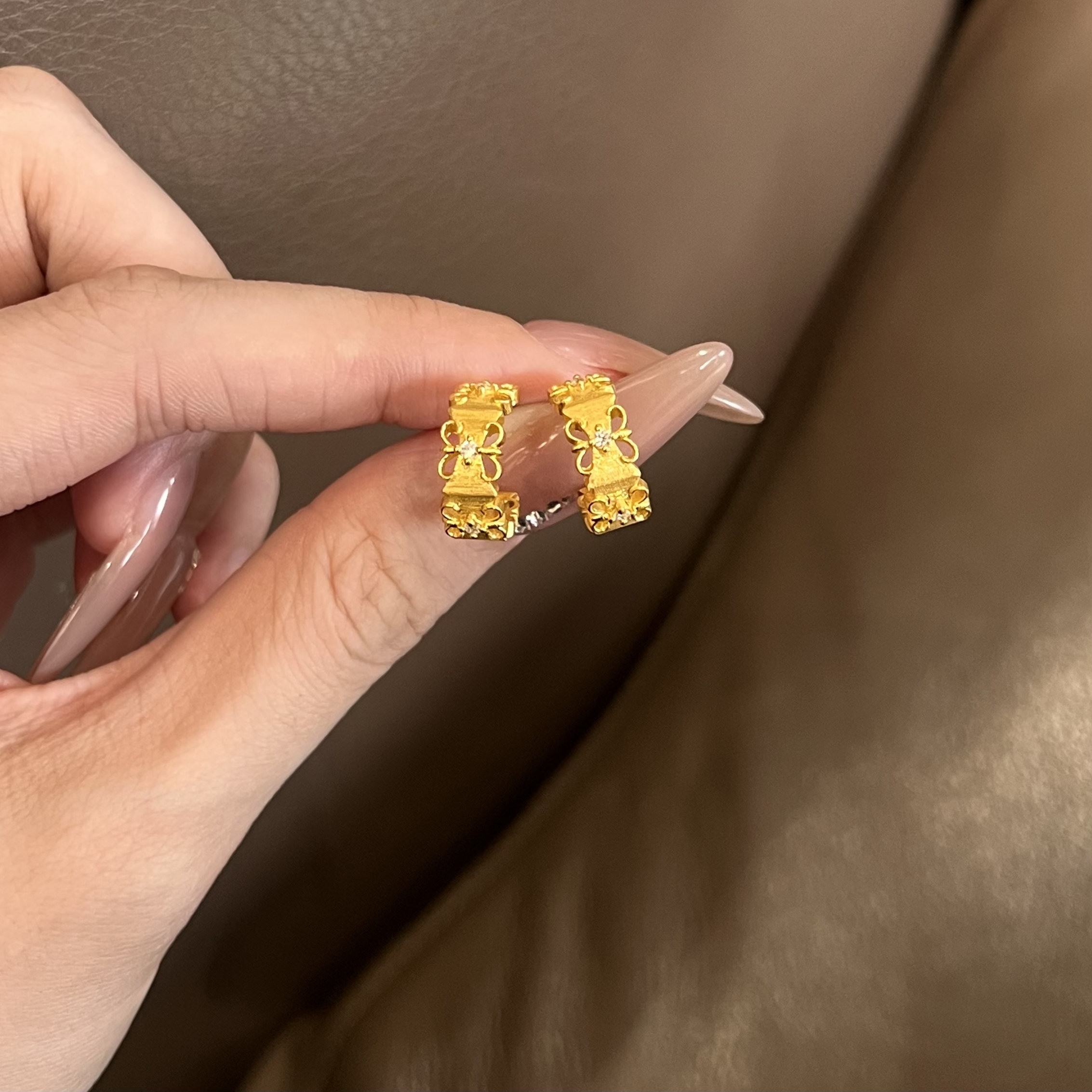 足金999水贝黄金繁花耳钉2025新款耳饰耳环送女友耳钉