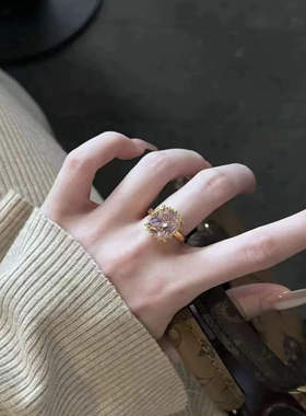 5D足金999粉玫瑰方糖黄金戒指