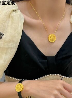 999足金黄金八宝罗盘吊坠手表款