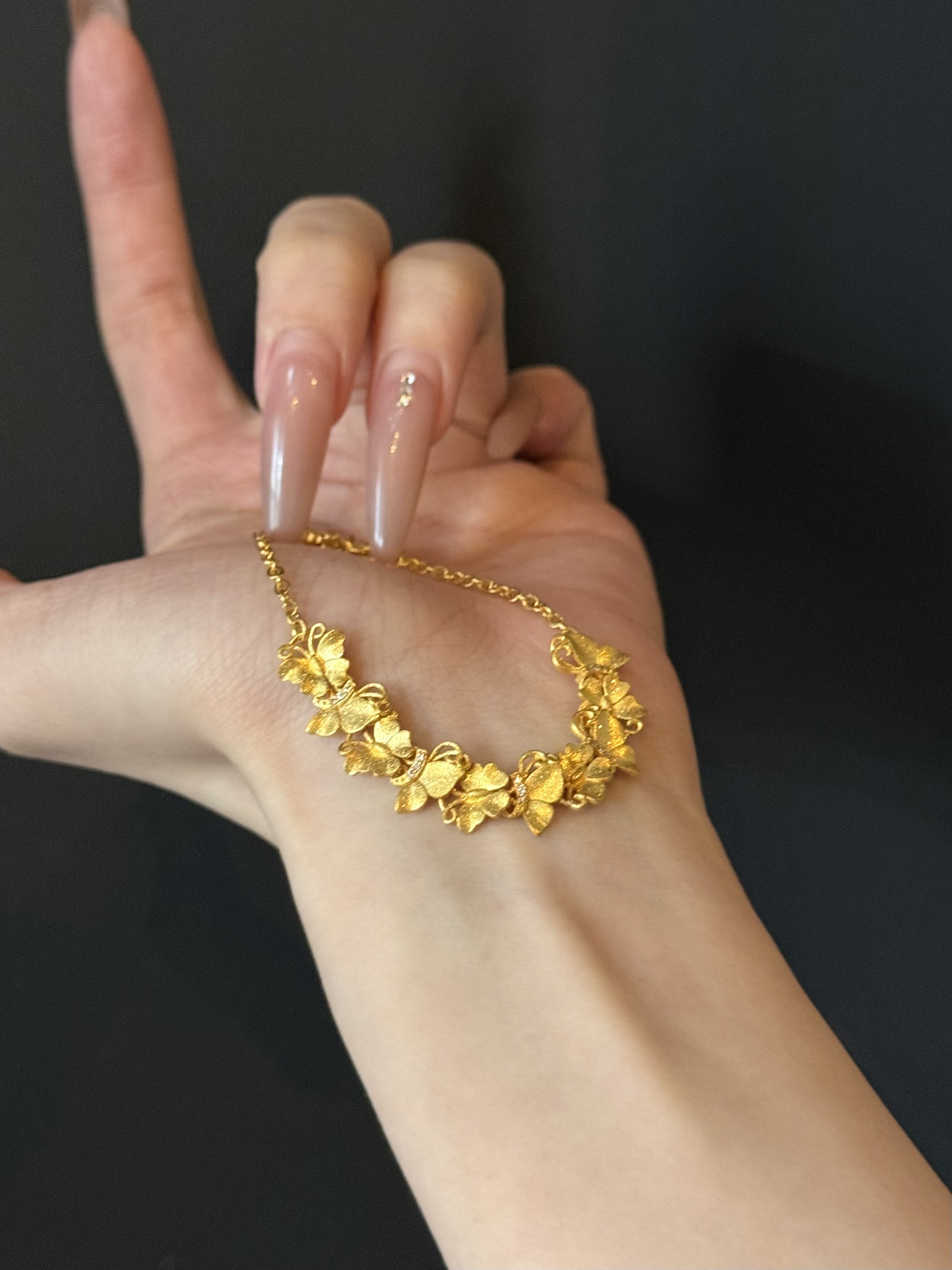 古法5D手串手链足金999水贝黄金蝶纷飞手链2025新款送礼送女友