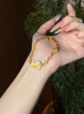 足金999水贝黄金葫芦梅花手链