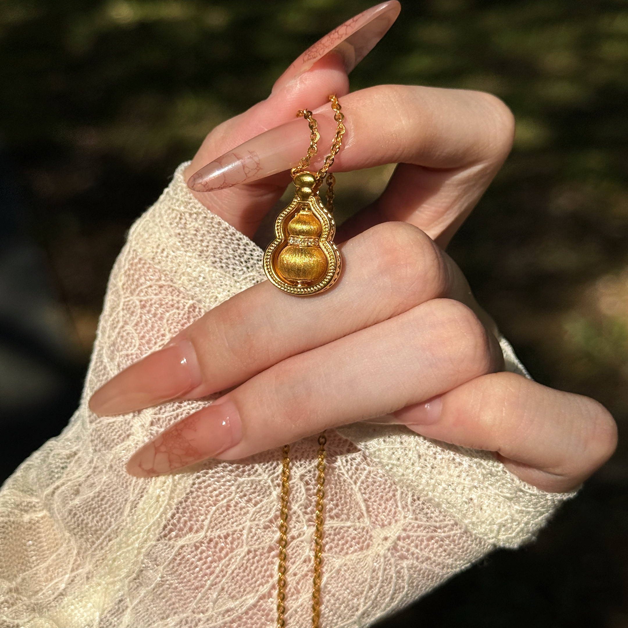 5D足金999点钻拉丝转动福禄吊坠送礼新款2025水贝黄金可选项链