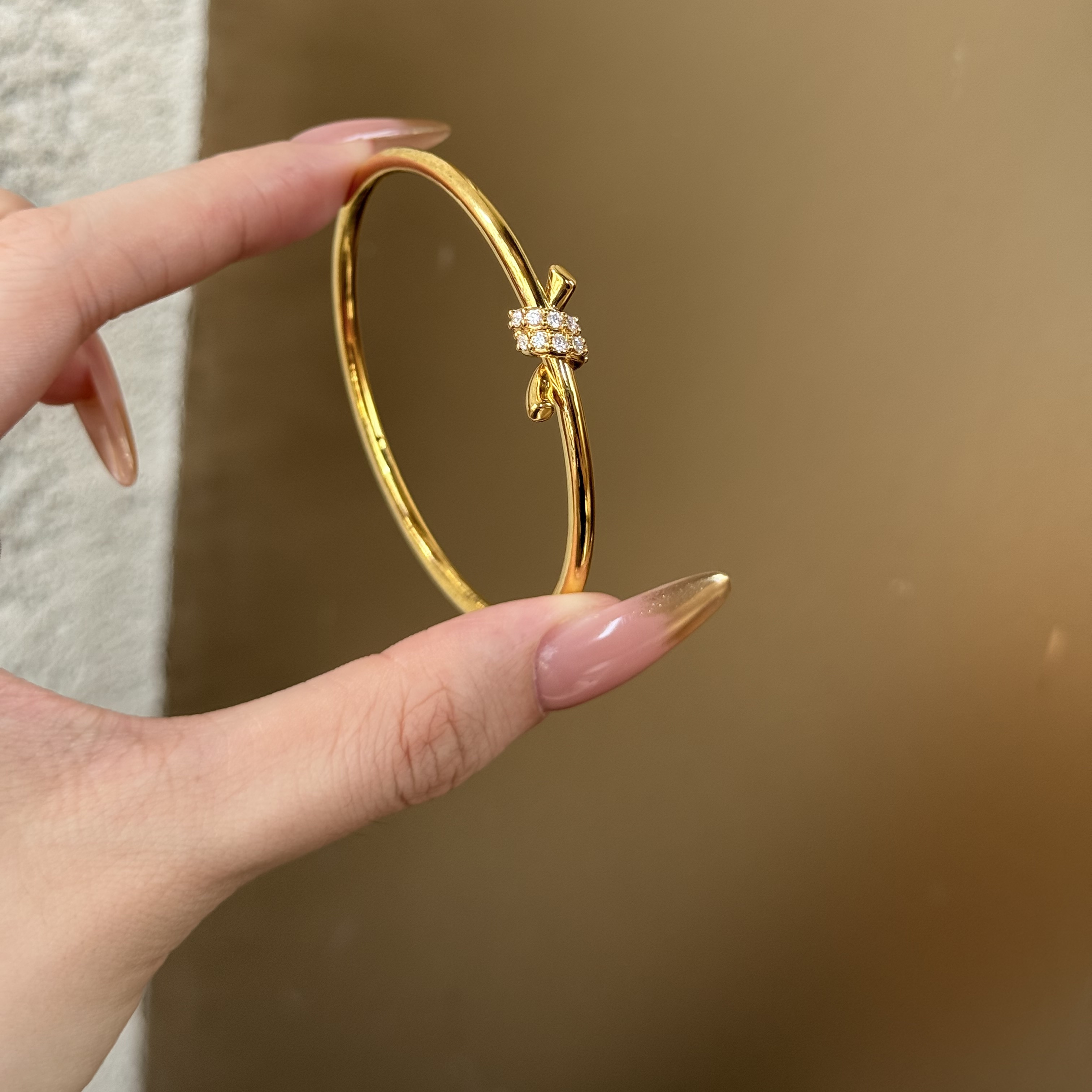 2025新款足金999点钻点钻绳结手镯女版时尚镯子水贝黄金送礼