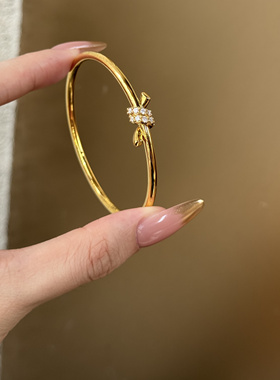 2025新款足金999点钻点钻绳结手镯女版时尚镯子水贝黄金送礼