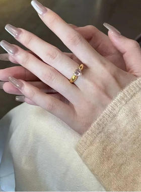 5D足金999点钻爱心黄金戒指