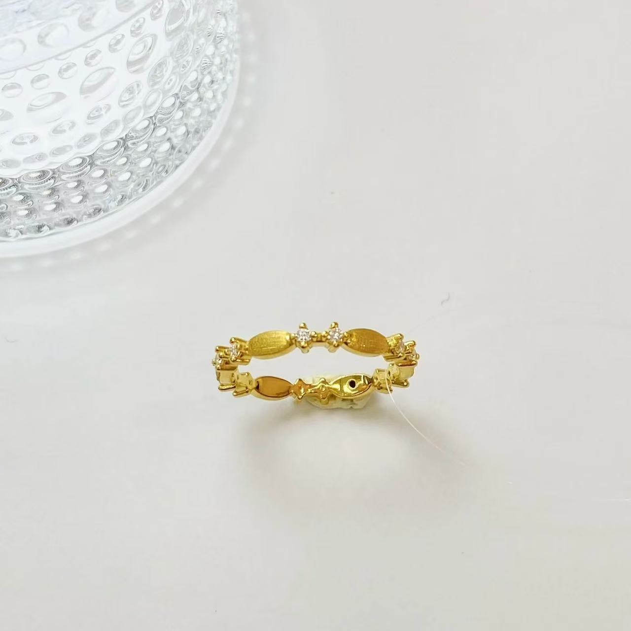 999足金5D无氢莫桑钻黄金戒指女高级时尚轻奢镶钻时尚闪动