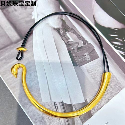 999足金黄金天鹅项圈吊坠项链
