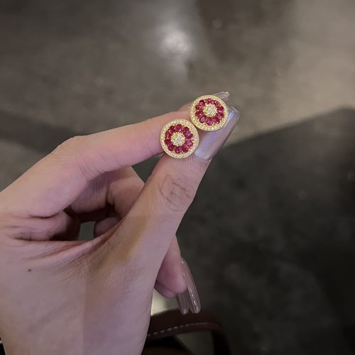 足金999水贝黄金太阳花耳钉2025新款耳饰耳环送女友耳钉