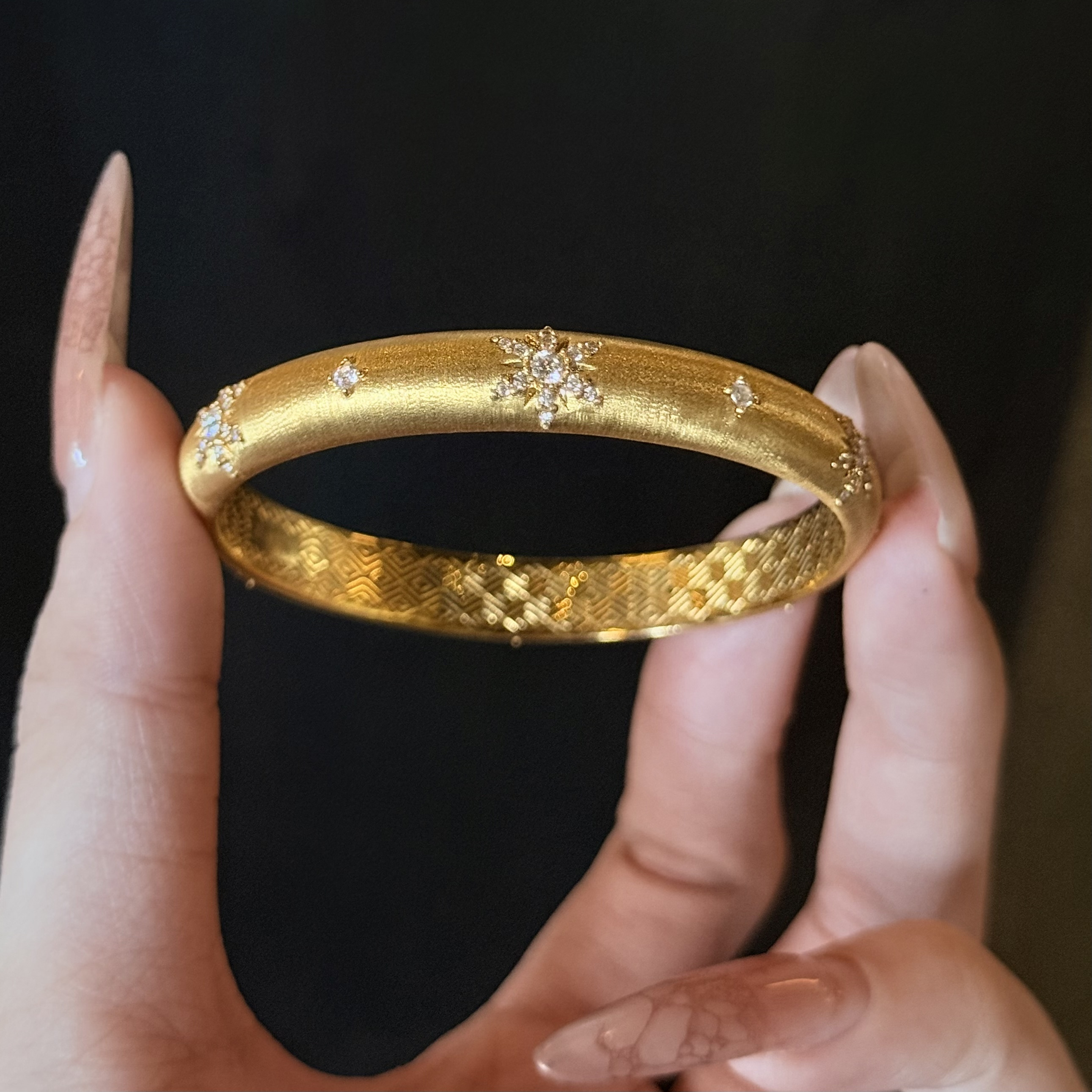 足金999点钻点钻雪花手镯