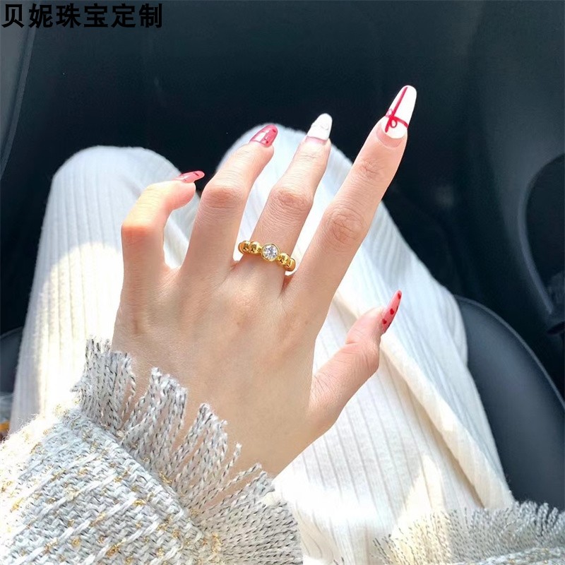 999足金5D无氢连珠黄金戒指