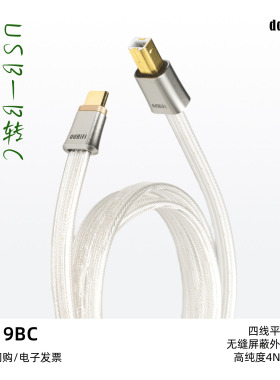 ddHiFi TC19BC USB-C转USB-B HiFi双屏蔽解码纯银音频信号升级线